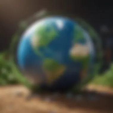 Global Impact of Recycling Green Earth globe with recycling arrows circling around it