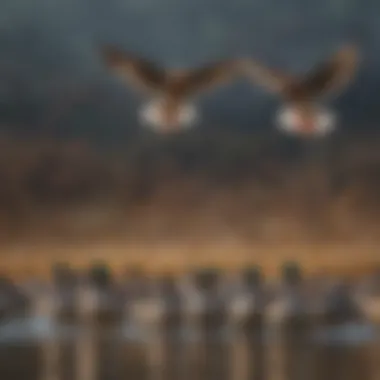 Migratory Symphony of Waterfowl Group of waterfowl in a harmonious formation during migration