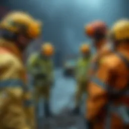 Hazmat cleanup team assessing a site