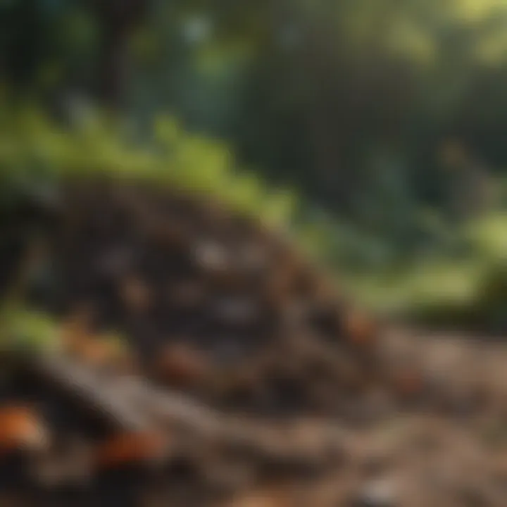 Compost pile filled with yard waste promoting ecological balance