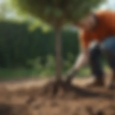 Gardener Transplanting Young Tree