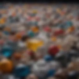 Various types of plastic packaging materials arranged artistically