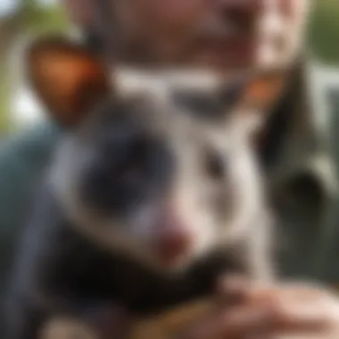 Humane Possum Removal Techniques A professional wildlife removal expert providing humane assistance, showcasing proper techniques.