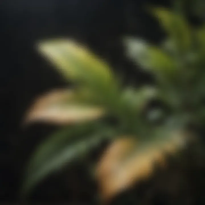 Close-up of discolored plant foliage