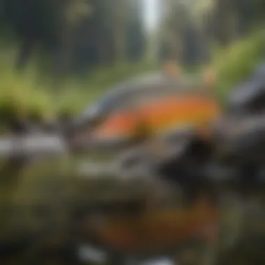 Trout swimming in crystal clear waters