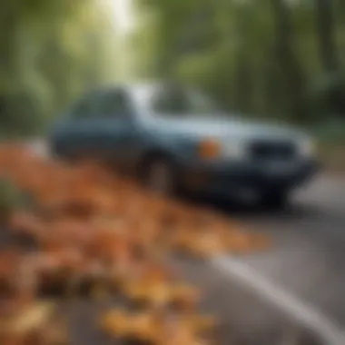 Vegetation Contaminated by Car Emissions Leaf covered in car emissions pollutants