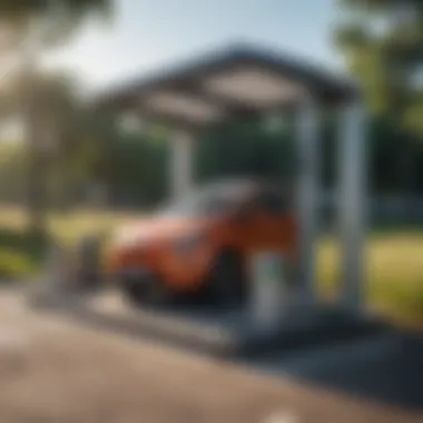 Electric car charging at a solar station