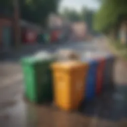 A complex network of recycling bins showcasing various materials