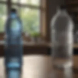 Well-organized gallon water bottle on a desk