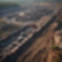 Aerial view of industrial waste impacting land