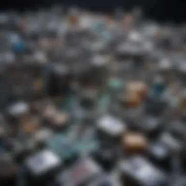 Responsible Disposal of Electronic Components A close-up view of electronic components being responsibly disposed of, highlighting the recycling process.