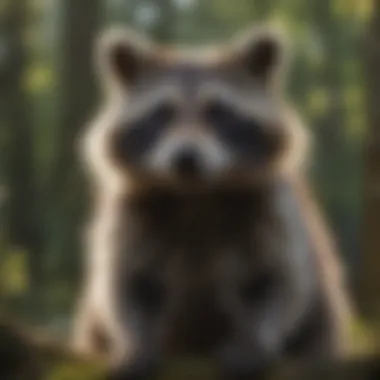 Environmental Harmony of the Large Raccoon Eco-friendly large raccoon interacting harmoniously with its environment