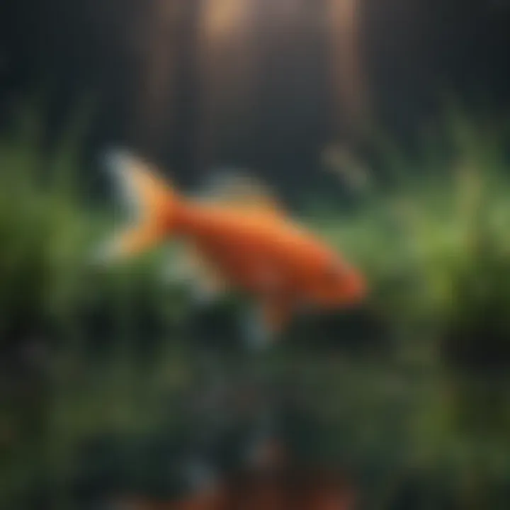 Healthy fish swimming in a clear pond