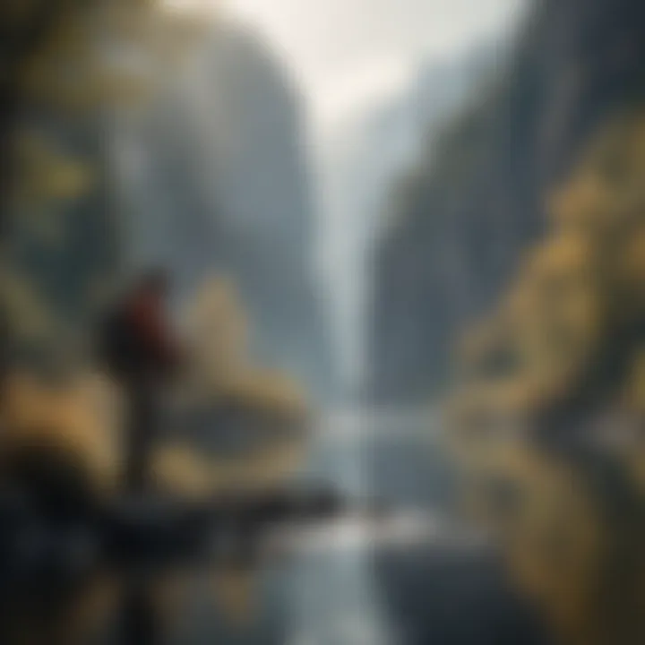 Lone angler casting a line against a scenic backdrop