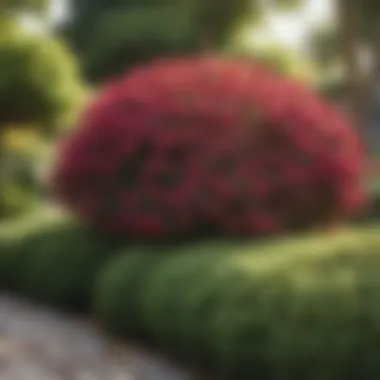 Aesthetic Appeal of Low Profile Flowering Shrubs in Gardens A vibrant display of low profile flowering shrubs in a residential garden setting, showcasing their aesthetic appeal.