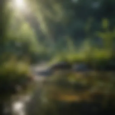 Lush Aquatic Plants in Pond Ecosystem