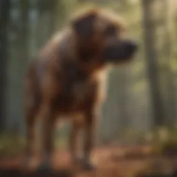 Majestic blood tracking dog in action