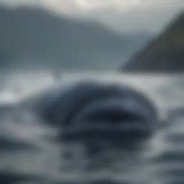 Gentle Giant Blue Whale Gliding Through Waters Majestic Blue Whale Swimming in Ocean