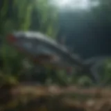 Majestic catfish gliding through underwater vegetation