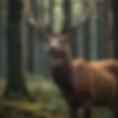 The Regal Majesty of a Deer Stag in the Enchanting Forest Majestic Deer Stag in Forest