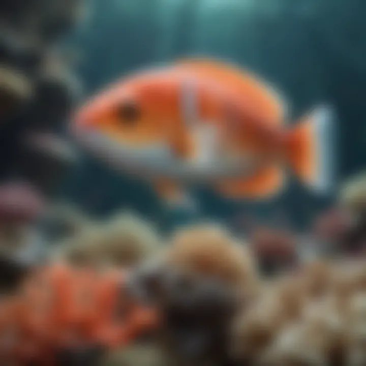 Majestic inshore saltwater fish swimming in coral reef