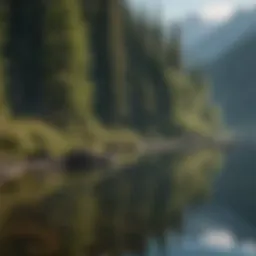 Majestic mountain lake surrounded by lush forests, perfect for fishing