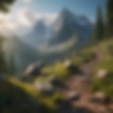 Serene Beauty of Majestic Mountains Majestic mountain peak with lush greenery