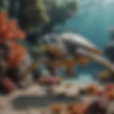 Graceful Sea Turtle in its Coral Habitat Majestic Sea Turtle Gliding Through Coral Reef