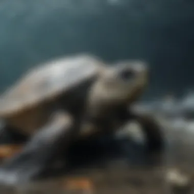 Majestic Sea Turtle Amidst Pollution Majestic Sea Turtle Swimming in Polluted Waters