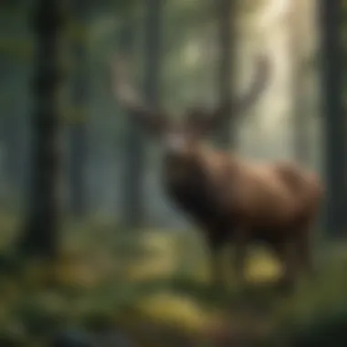 Majestic stag in lush forest