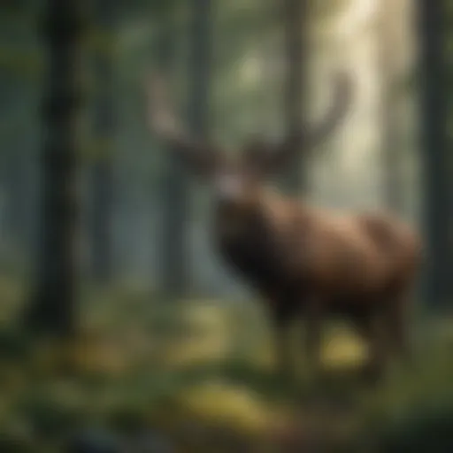 Majestic stag in lush forest