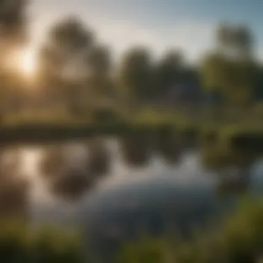 An ecological pond reflecting the harmony of aquaculture and nature.