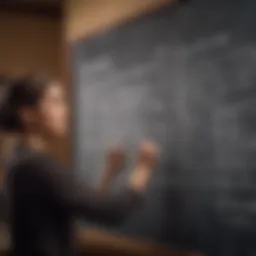 Illustration of a teacher mapping out learning objectives on a chalkboard