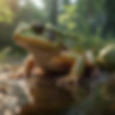 A Majestic Display of Colors in a Mature Bullfrog Mature bullfrog showcasing its vibrant colors