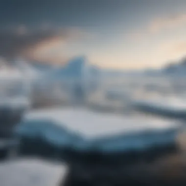 Global Warming Effects on Polar Ice Caps Illustration showcasing the melting polar ice caps due to global warming