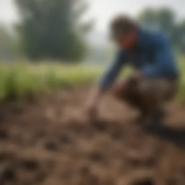 Impact on Soil Health A scientist analyzing the impact of merit pesticides on soil health.