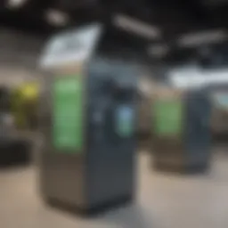 Micro Center's dedicated e-waste recycling station showcasing a variety of electronic devices ready for responsible disposal.