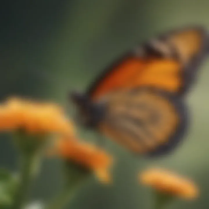 Monarch butterfly feeding on nectar from a flower