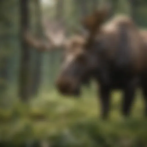 Moose grazing in a lush green habitat