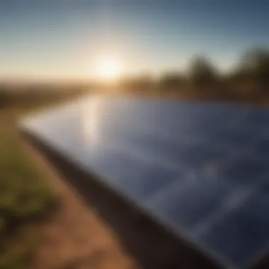 Illustration of a solar panel farm harnessing renewable energy under the sun