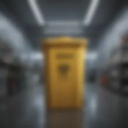 Biohazard waste container in a laboratory setting