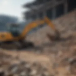 A construction site showcasing various debris materials for recycling