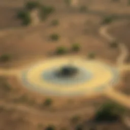 Aerial view of a dry well site surrounded by barren land.