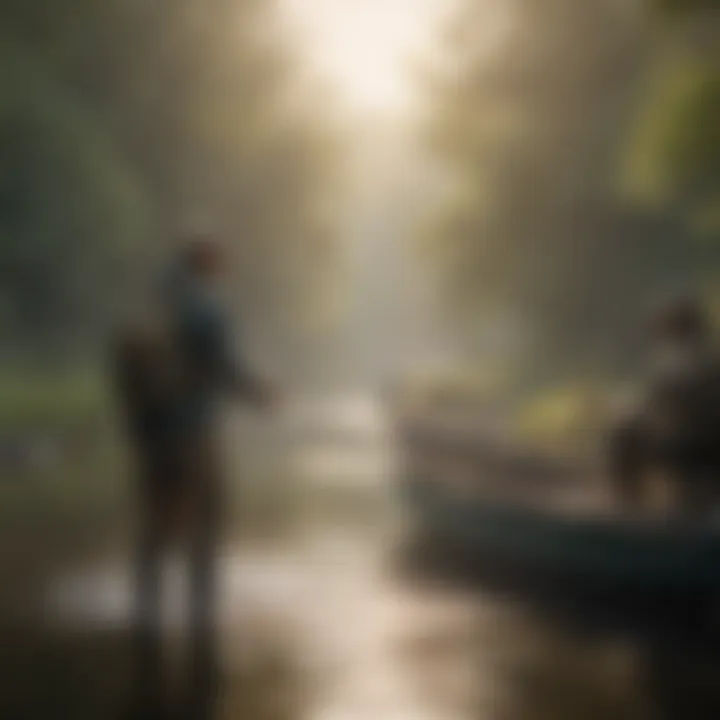 A group of diverse anglers enjoying a fishing trip