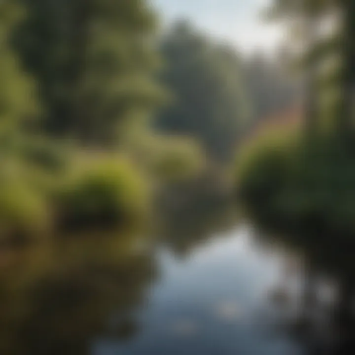 Close-up of the unique ecosystem within Trap Pond State Park featuring local flora and fauna