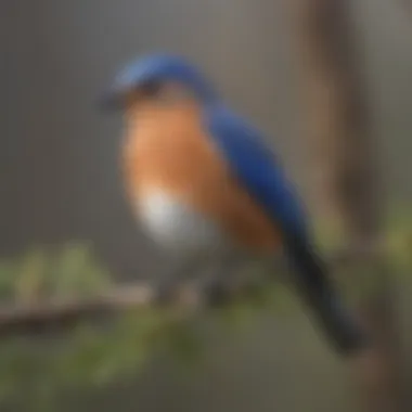 Majestic Eastern Bluebird Perched on Tree Branch Eastern bluebird perched on a tree branch