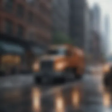 Urban Operations in Motion Cityscape with DSNY trucks at work