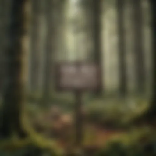 Illustration of a 'No Hunting Without Permission' sign in a lush forest setting