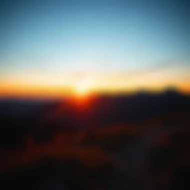 Nature's Beauty: A Hiker's Reward Beautiful sunset observed from a mountain trail