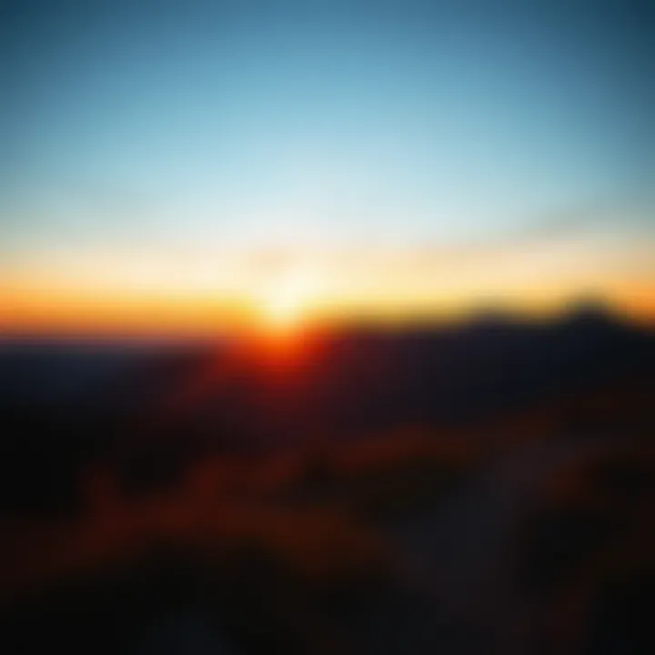 Nature's Beauty: A Hiker's Reward Beautiful sunset observed from a mountain trail